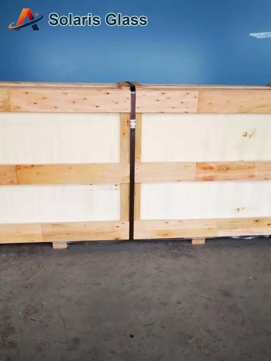 Closed wooden crate prepared for glass export