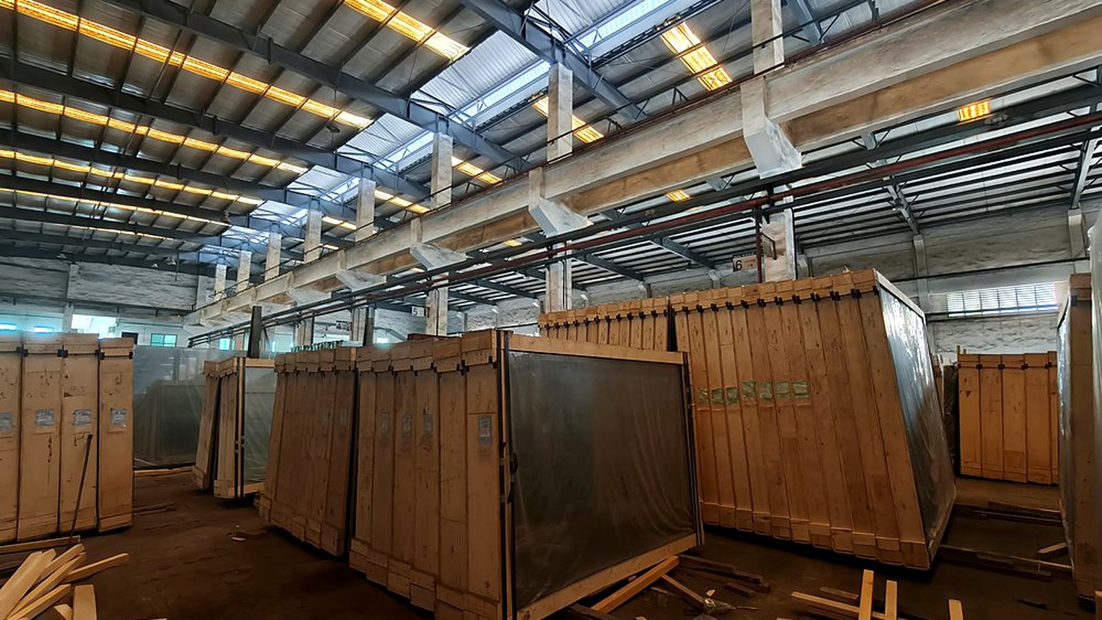 Packed glass crates ready for export